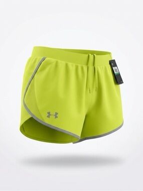 Under Armour Women's Neon Lime Training Shorts with Gray Reflective Trim‎